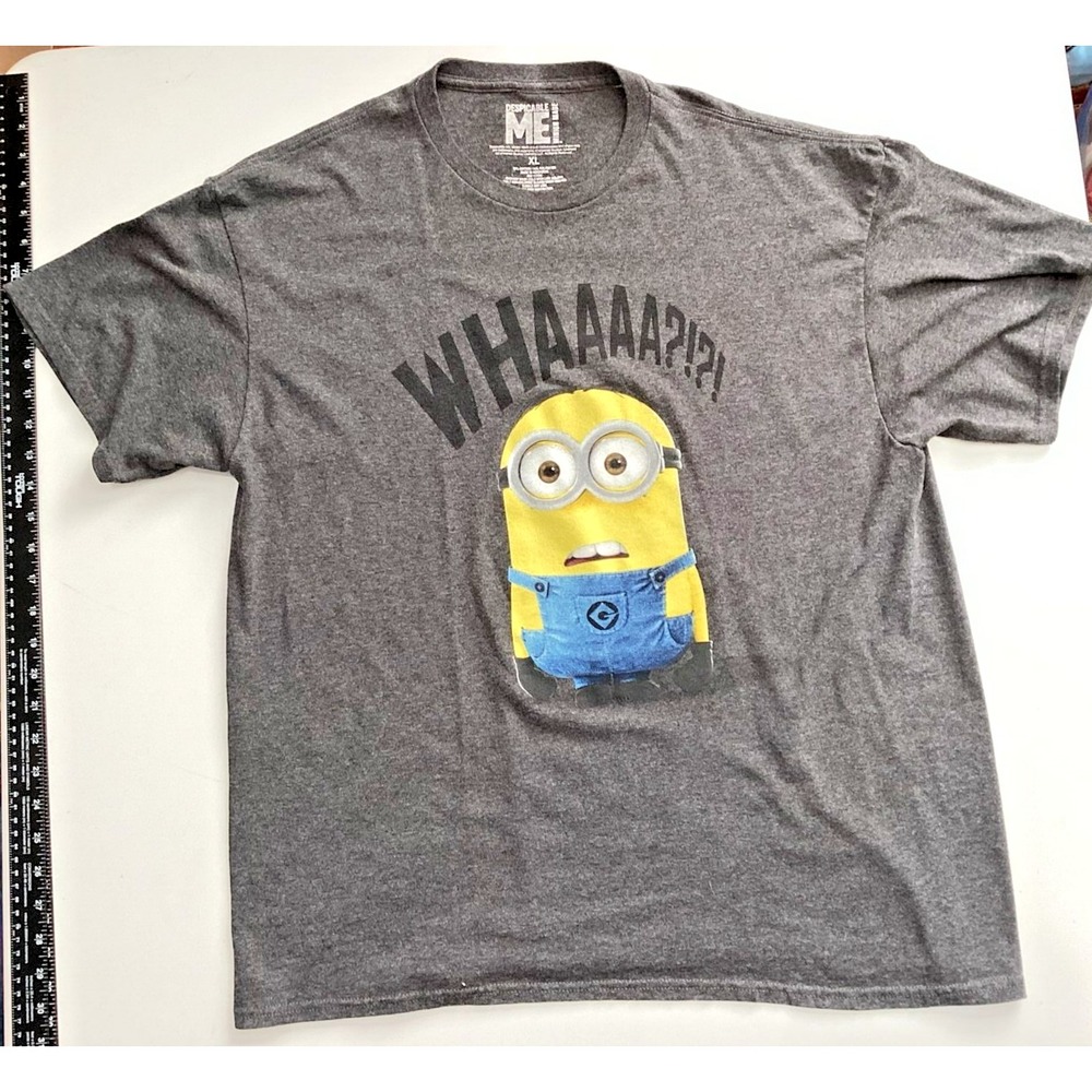 Despicable Me T-Shirt Men XL Gray Good Minion Graphic Whaaaa Movie Tee